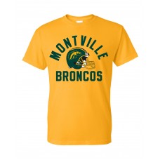 Montville Broncos Football Gold Short Sleeve Tshirt